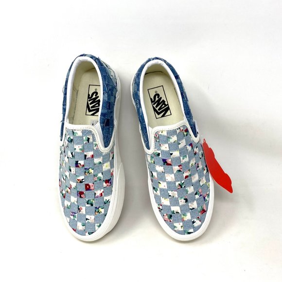 VANS Classic Slip On Shoes Women's Woven Denim Platform Canvas Blue VN0A7Q5RB12 - Picture 5 of 8